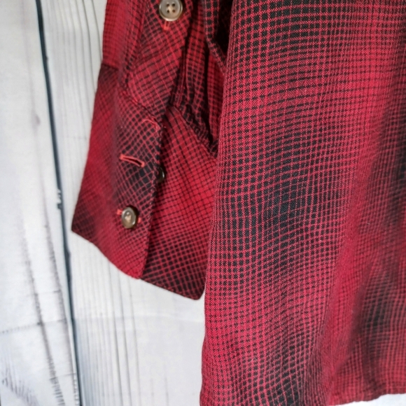 J.Jill Red And Black Plaid Long Sleeve Button Down Shirt - Picture 9 of 12